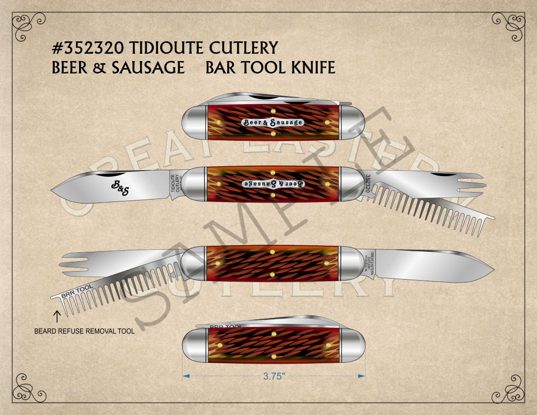 #35 Beer & Sausage Bar Tool Knife Poster